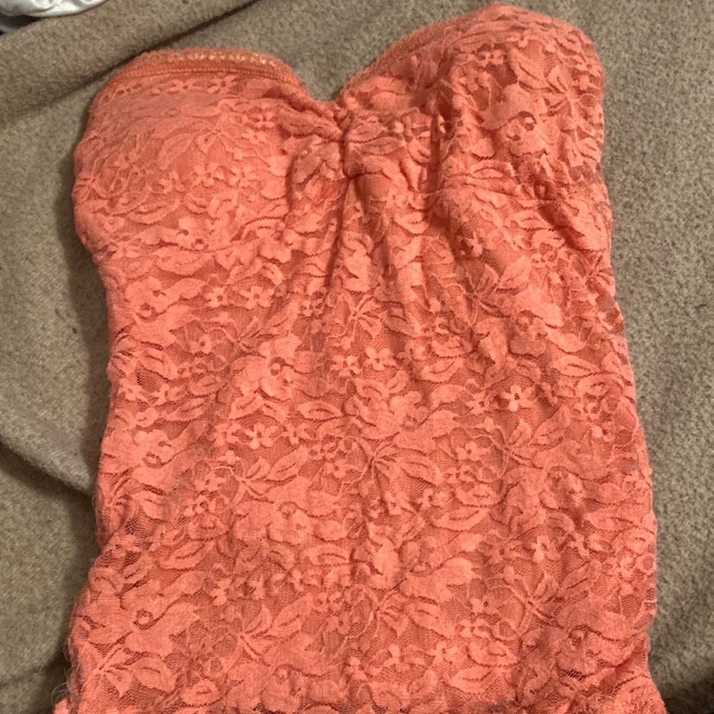 Bozzolo pink strapless floral laces top